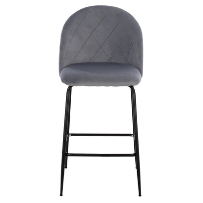 Bar Stool Middle Height Hm8732.11 With Metallic Legs & Velvet Grey 50x56x98 Cm.