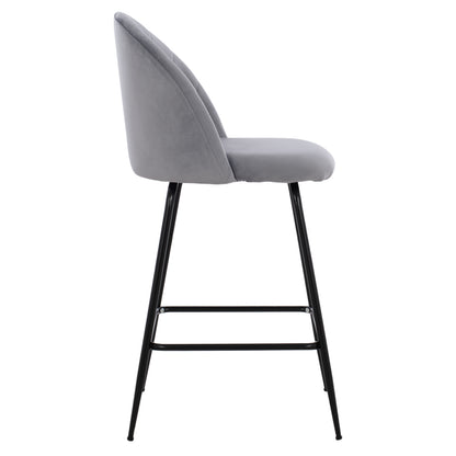 Bar Stool Middle Height Hm8732.11 With Metallic Legs & Velvet Grey 50x56x98 Cm.