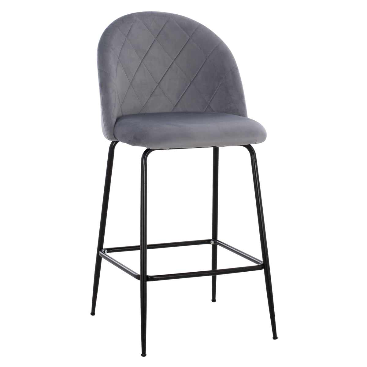 Bar Stool Middle Height Hm8732.11 With Metallic Legs & Velvet Grey 50x56x98 Cm.