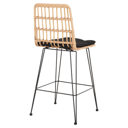 Bar Stool Med.height Allegra Hm5643.11 Metal&cushion Black-wicker Beige 50x55x103hcm.