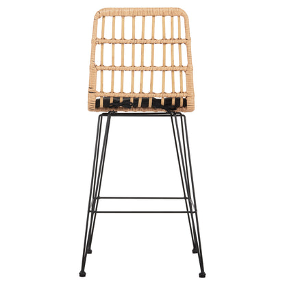 Bar Stool Med.height Allegra Hm5643.11 Metal&cushion Black-wicker Beige 50x55x103hcm.