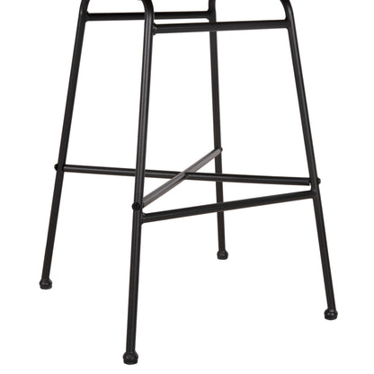 Bar Stool Med.height Gerald Hm5707.11 Metal&cushion In Black-wicker In Beige 47x47x101hcm.