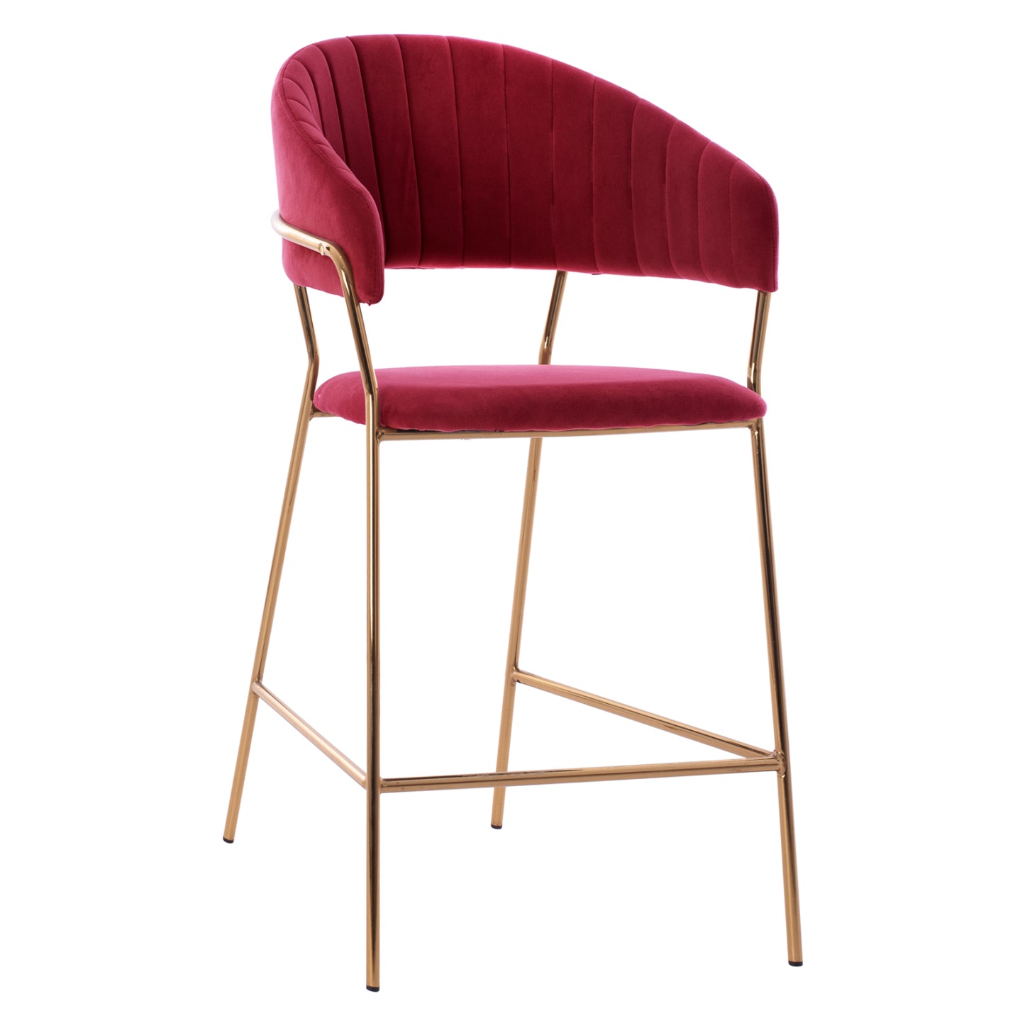 Bar Stool Med.height Theodore Hm8734.06 Burgundy Red Velvet--golden Metal Frame 60x55x100hcm.