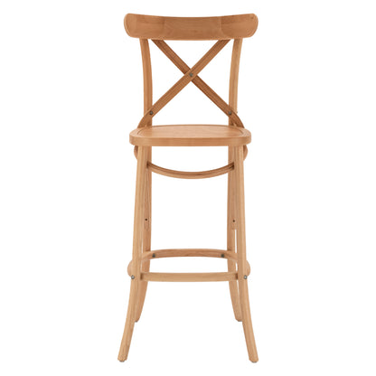 Medium Height Bar Stool Gioliana Hm8750.01 Beech Wood In Natural Color-plywood Seat 46x46x101hcm