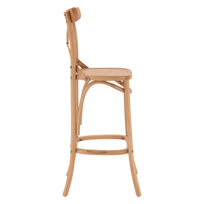 Medium Height Bar Stool Gioliana Hm8750.01 Beech Wood In Natural Color-plywood Seat 46x46x101hcm