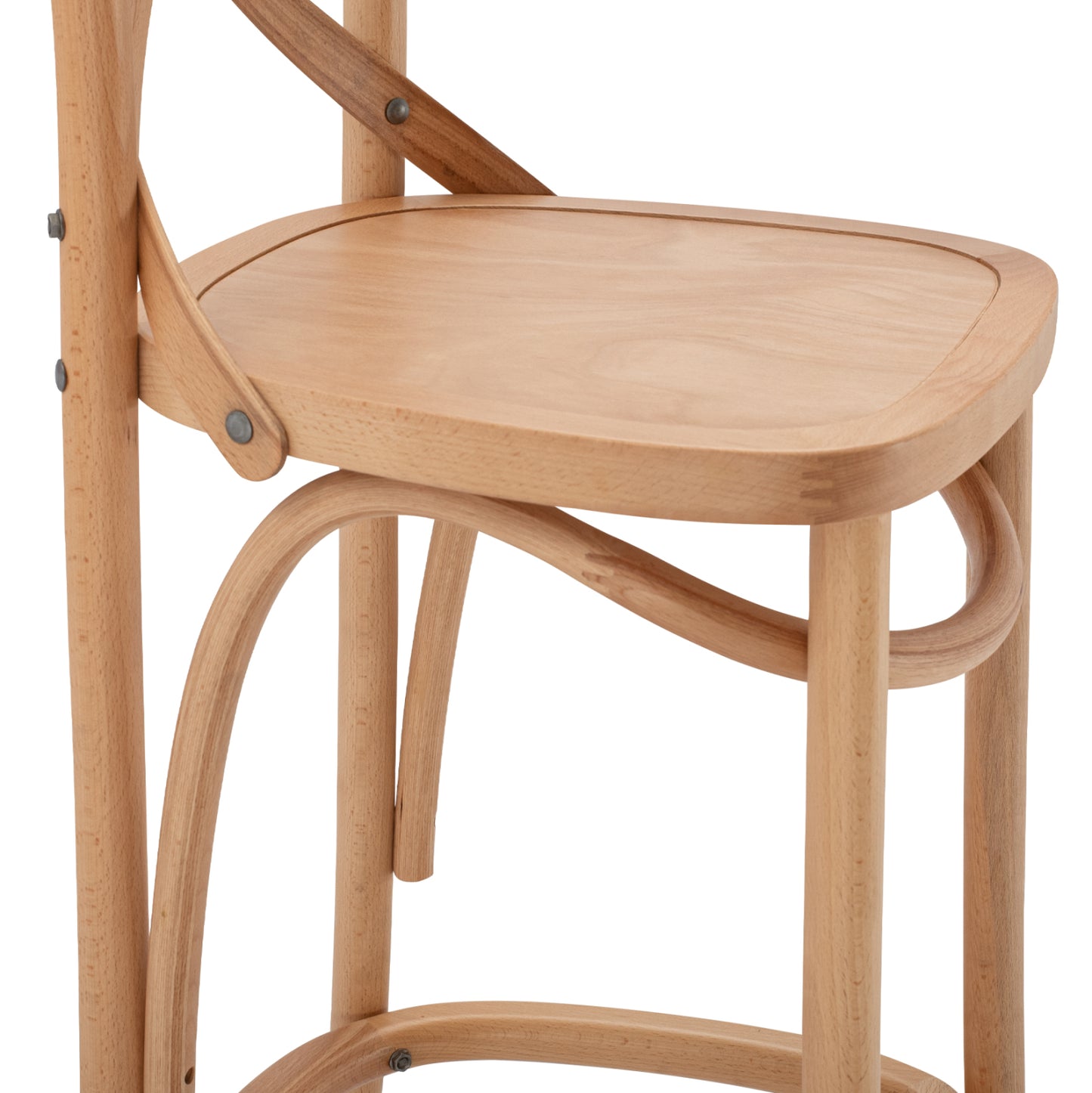 Medium Height Bar Stool Gioliana Hm8750.01 Beech Wood In Natural Color-plywood Seat 46x46x101hcm
