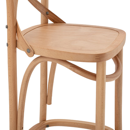 Medium Height Bar Stool Gioliana Hm8750.01 Beech Wood In Natural Color-plywood Seat 46x46x101hcm