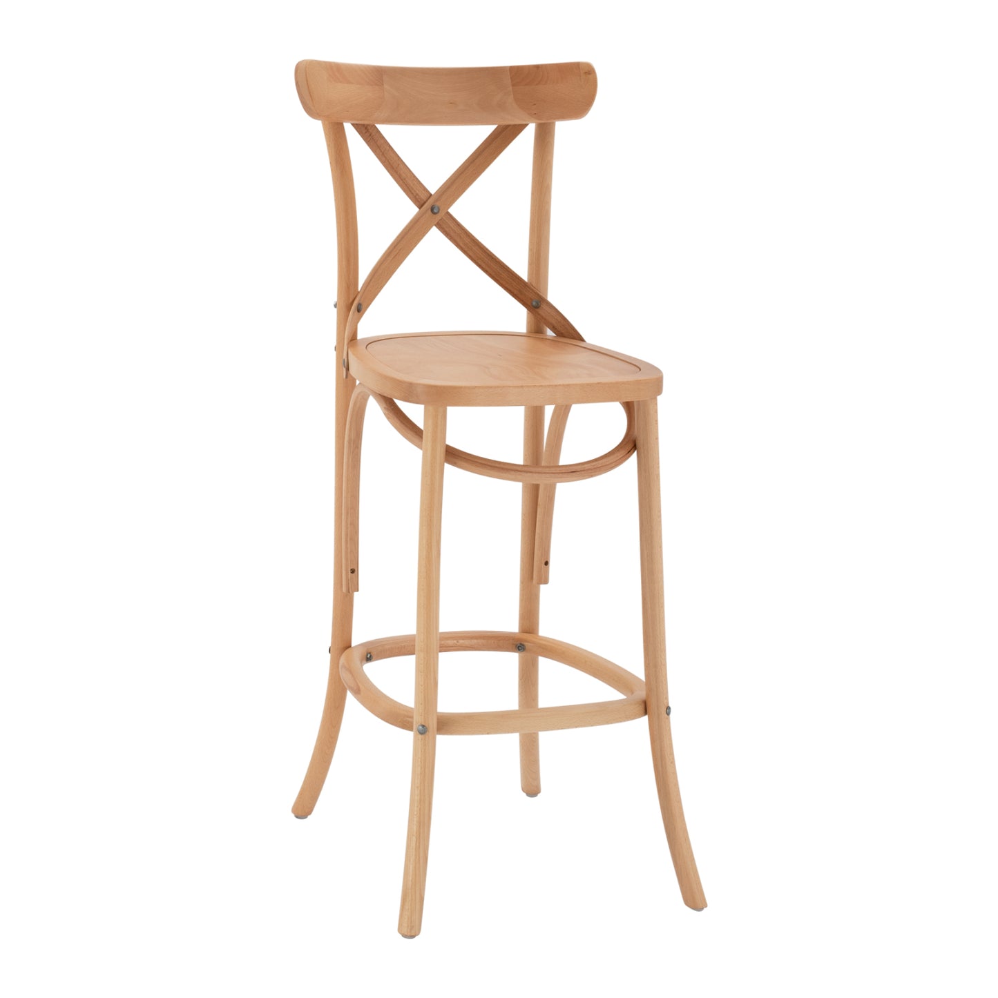 Medium Height Bar Stool Gioliana Hm8750.01 Beech Wood In Natural Color-plywood Seat 46x46x101hcm