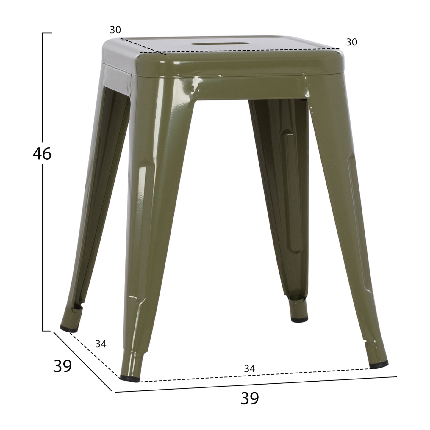 Stool Melita Hm0096.43 Metal In Dark Olive Color 37x37x45hcm.
