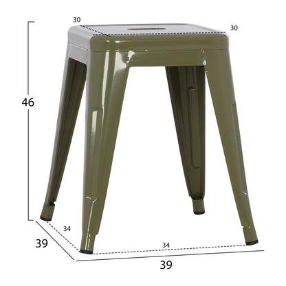 Stool Melita Hm0096.43 Metal In Dark Olive Color 37x37x45hcm.
