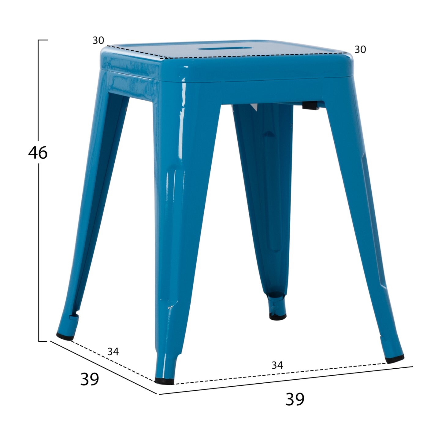 Stool Melita Hm0096.48 Metal In Blue Color 37x37x45hcm.