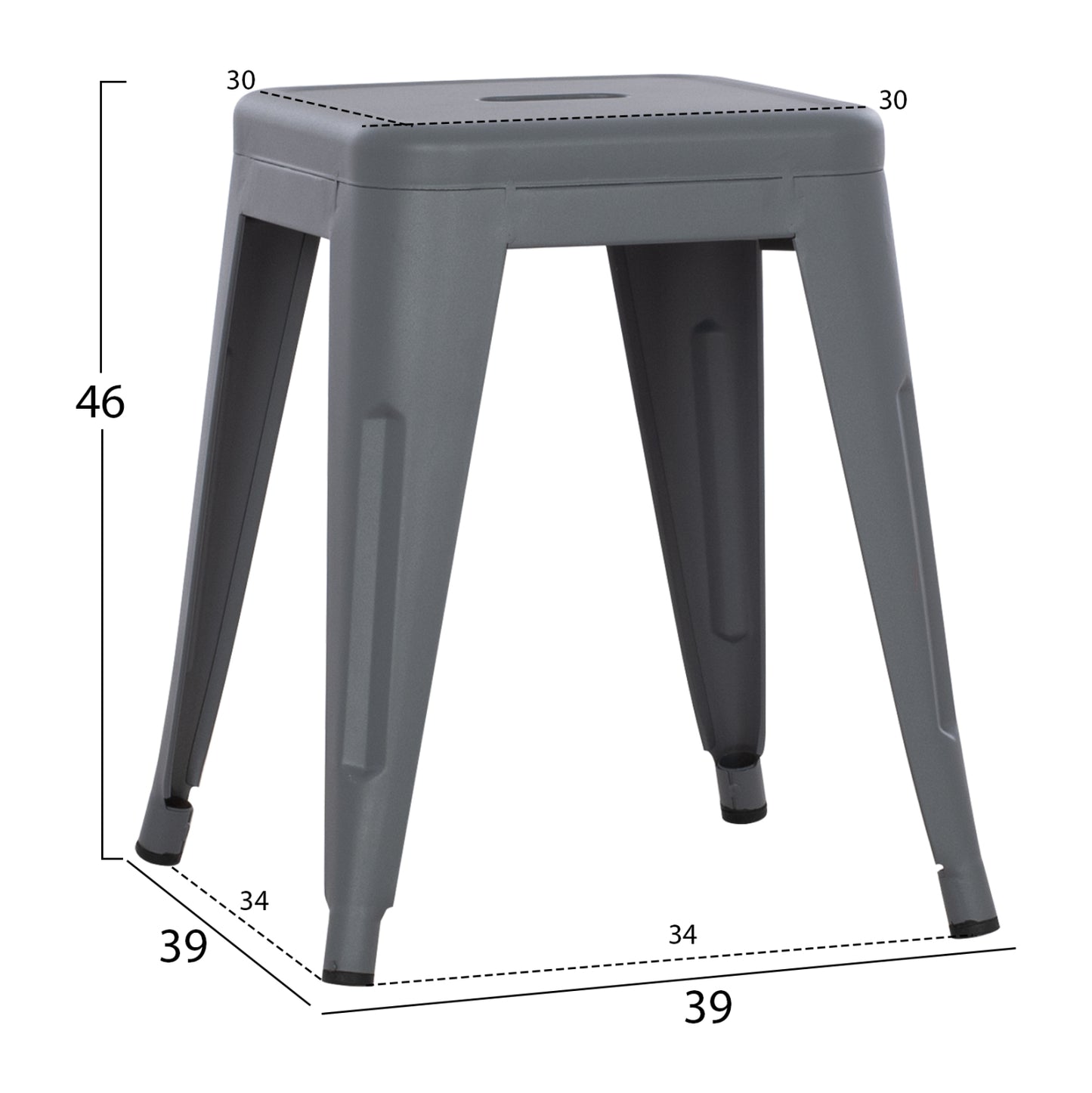 Stool Melita Hm0096.50 Metal In Matte Grey Color 37x37x45hcm.