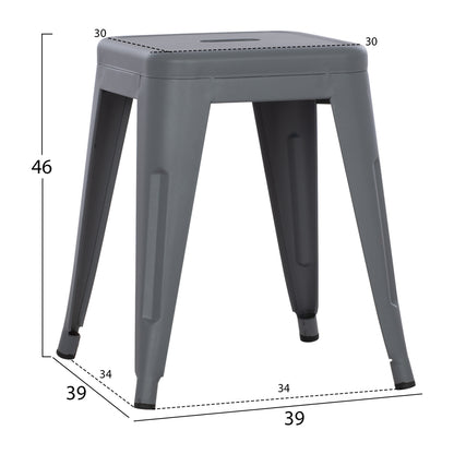 Stool Melita Hm0096.50 Metal In Matte Grey Color 37x37x45hcm.