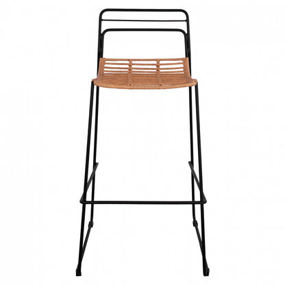 Metallic Stool Allegra Hm5642 With Wicker In Beige Color 48x53x100 Cm