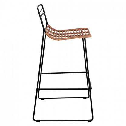 Metallic Stool Allegra Hm5642 With Wicker In Beige Color 48x53x100 Cm