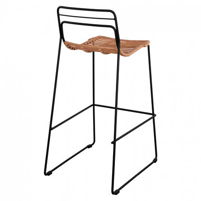 Metallic Stool Allegra Hm5642 With Wicker In Beige Color 48x53x100 Cm