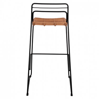 Metallic Stool Allegra Hm5642 With Wicker In Beige Color 48x53x100 Cm