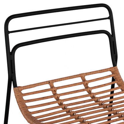 Metallic Stool Allegra Hm5642 With Wicker In Beige Color 48x53x100 Cm