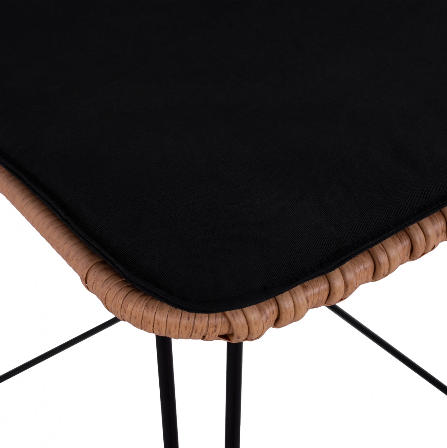 Metallic Stool With Pillow Allegra Hm5452 With Wicker In Beige Color 56x60x109cm