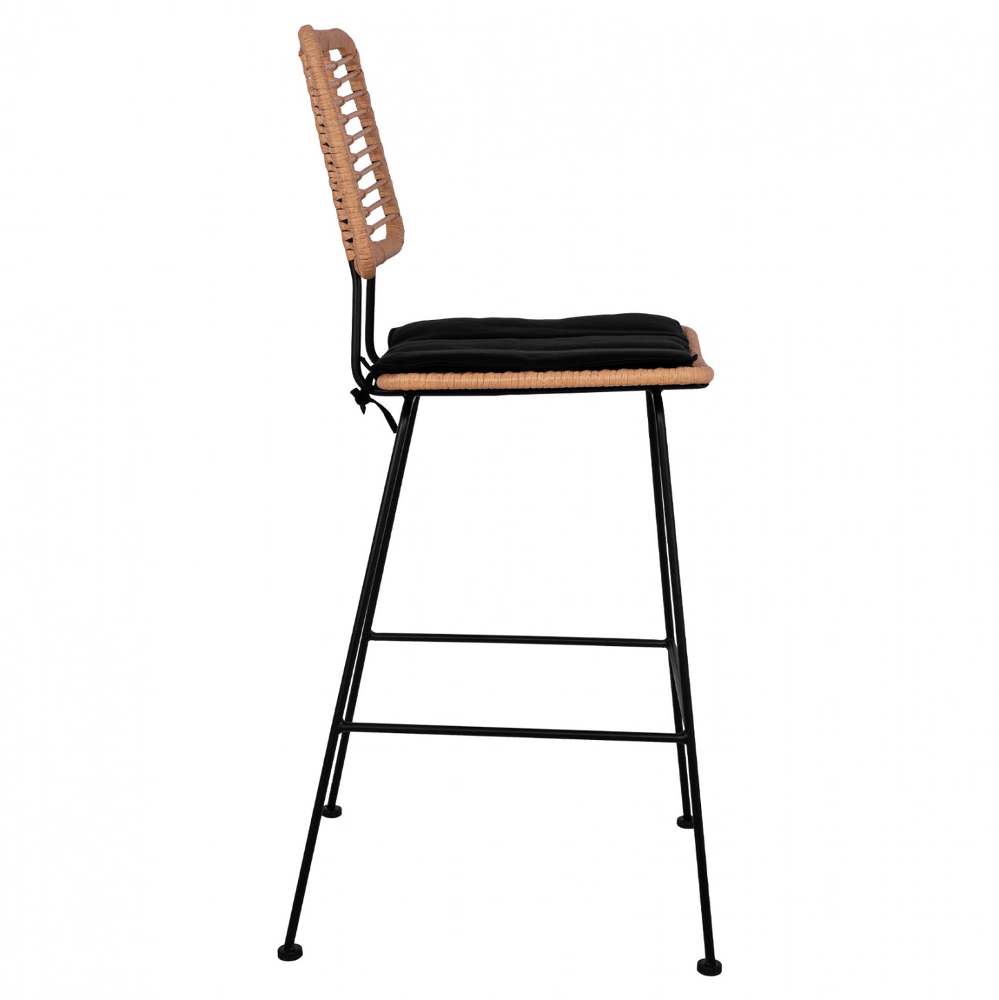 Metallic Stool With Pillow Allegra Hm5455 With Wicker In Beige Color 46,5x55x117,5 Cm