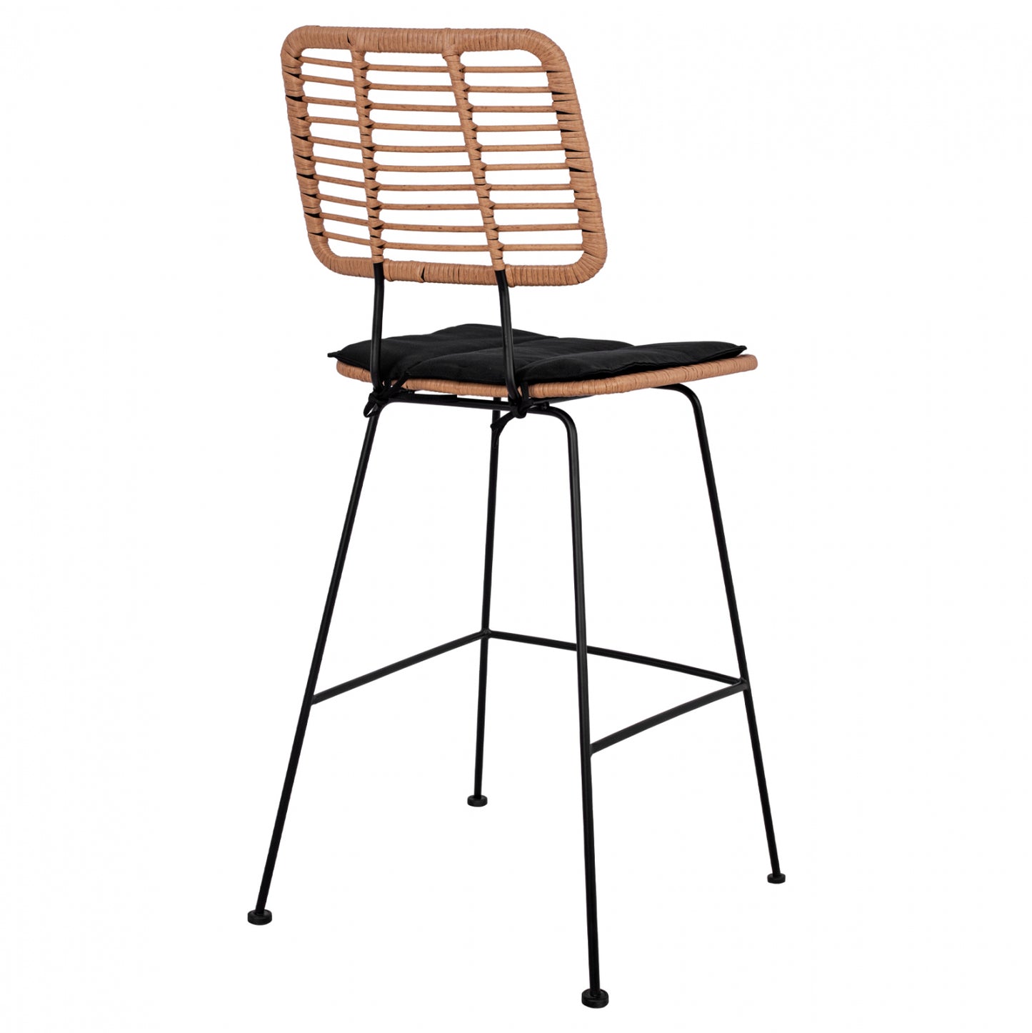 Metallic Stool With Pillow Allegra Hm5455 With Wicker In Beige Color 46,5x55x117,5 Cm