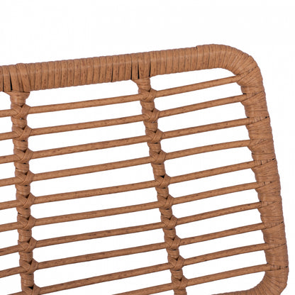 Metallic Stool With Pillow Allegra Hm5455 With Wicker In Beige Color 46,5x55x117,5 Cm