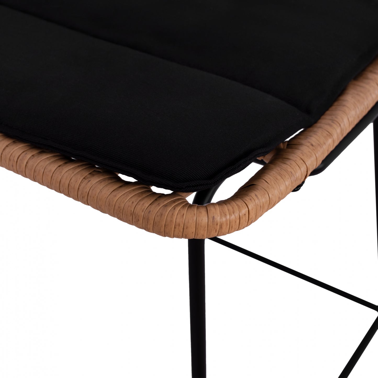 Metallic Stool With Pillow Allegra Hm5455 With Wicker In Beige Color 46,5x55x117,5 Cm