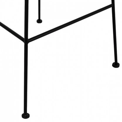 Metallic Stool With Pillow Allegra Hm5455 With Wicker In Beige Color 46,5x55x117,5 Cm
