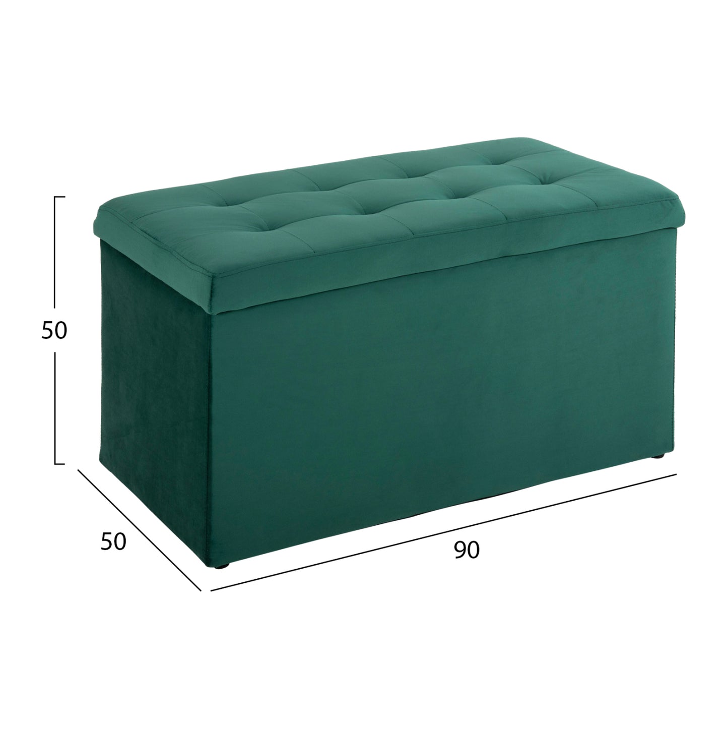 Stool-chest Punk Hm279.13 Cypress Green Velvet 90x50x52h Cm.