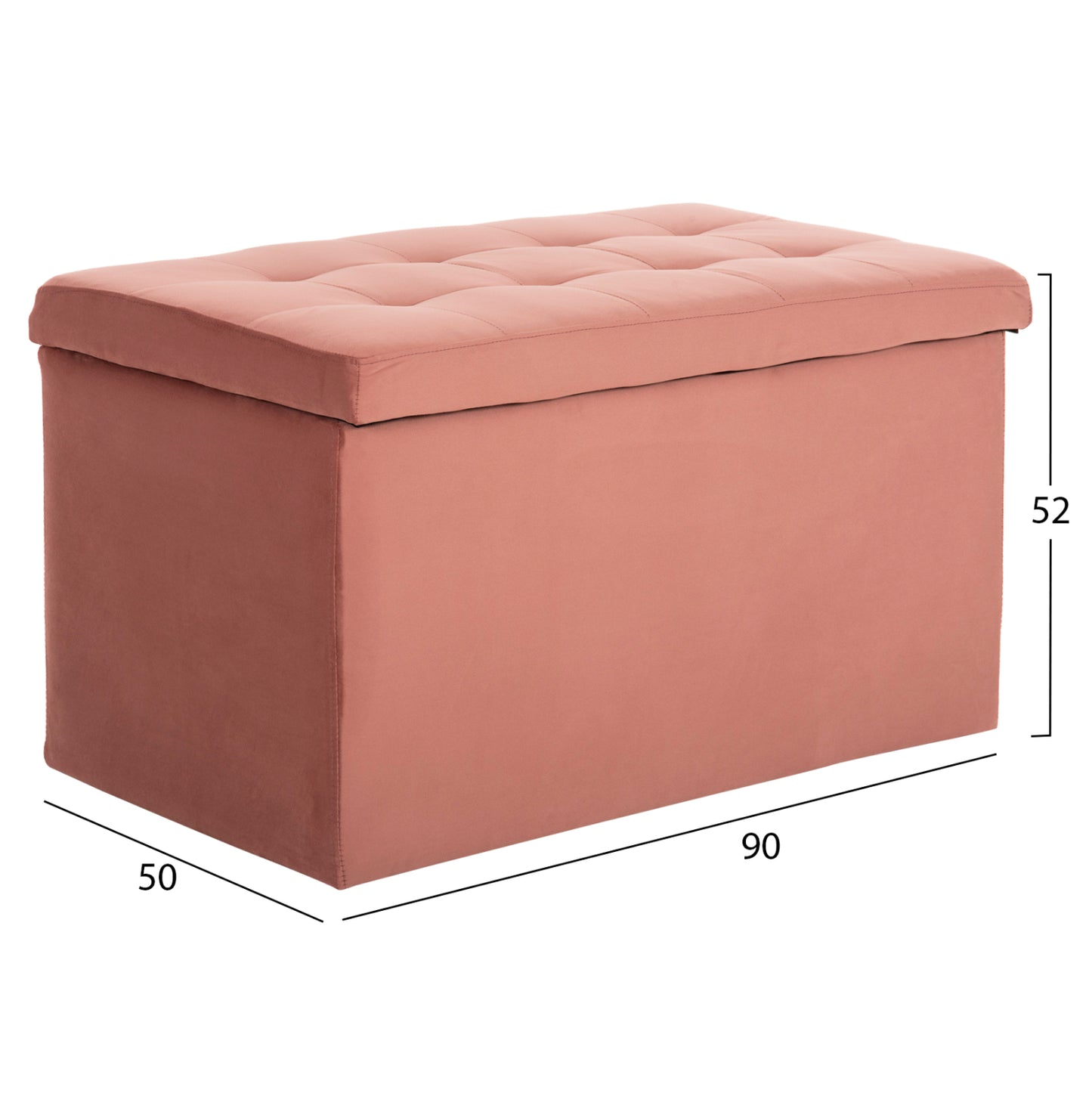 Stool/trunk With Storage Space Punk Hm279.12 Dusty Pink Velvet 90x50x52hcm.