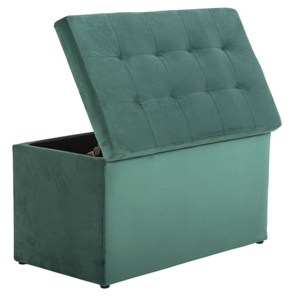 Stool-chest Punk Hm279.13 Cypress Green Velvet 90x50x52h Cm.