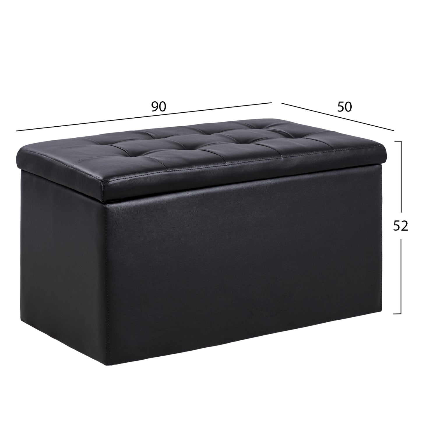 Stool Pu With Storage Space Punk Black Hm279.01 90x50x52cm