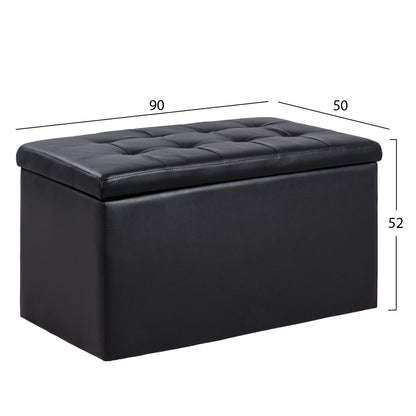 Stool Pu With Storage Space Punk Black Hm279.01 90x50x52cm