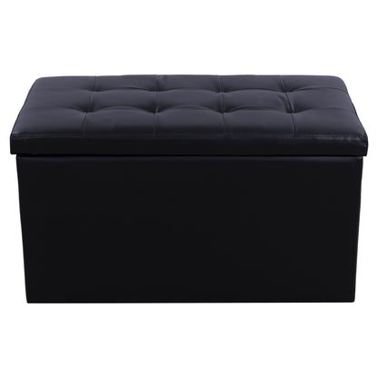 Stool Pu With Storage Space Punk Black Hm279.01 90x50x52cm