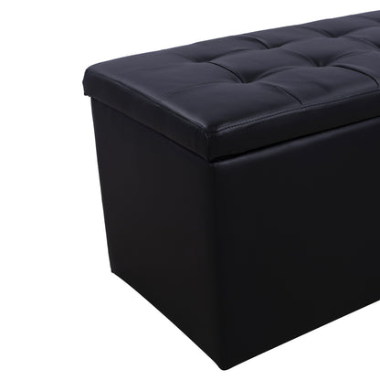 Stool Pu With Storage Space Punk Black Hm279.01 90x50x52cm