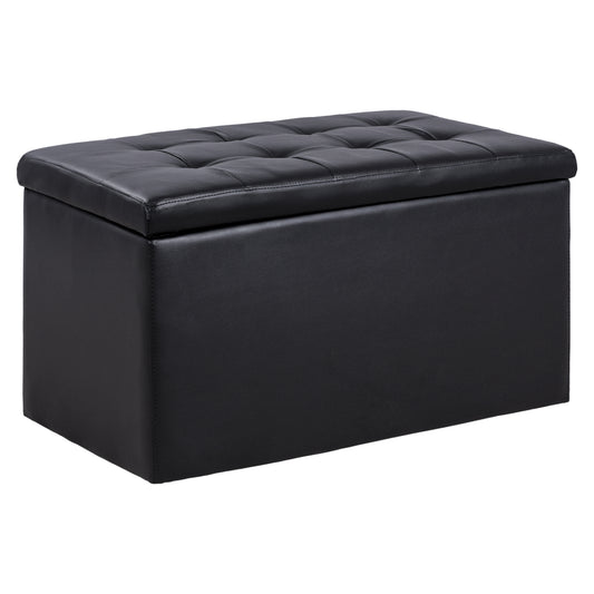 Stool Pu With Storage Space Punk Black Hm279.01 90x50x52cm