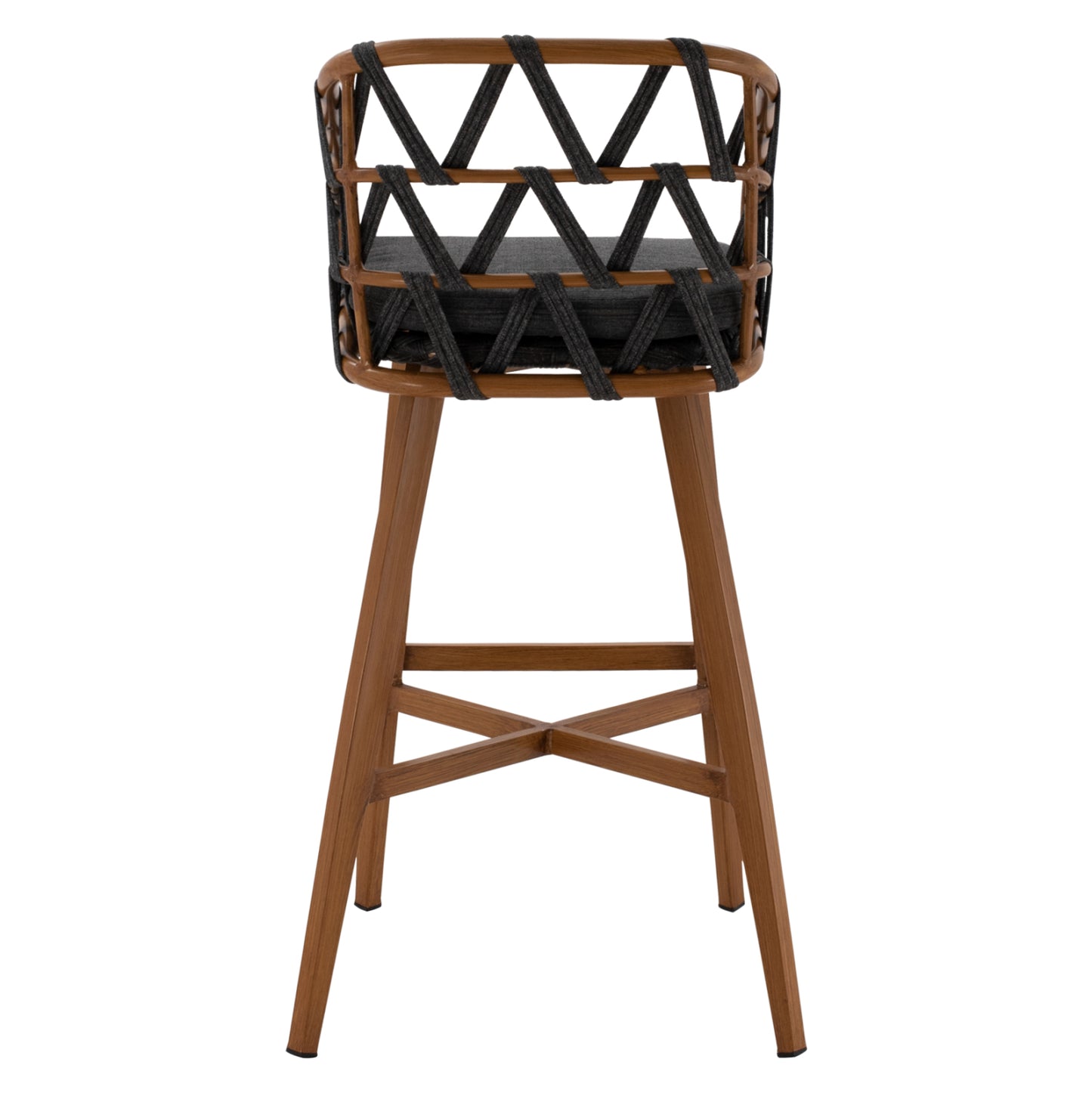 Bar Stool Ricko Hm5781.11 Brown Aluminum Frame--dark Grey Strap Rope 56x59x102hcm.