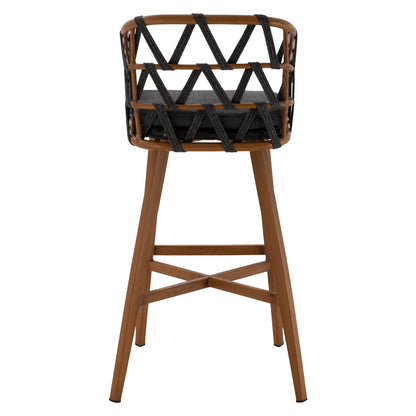 Bar Stool Ricko Hm5781.11 Brown Aluminum Frame--dark Grey Strap Rope 56x59x102hcm.
