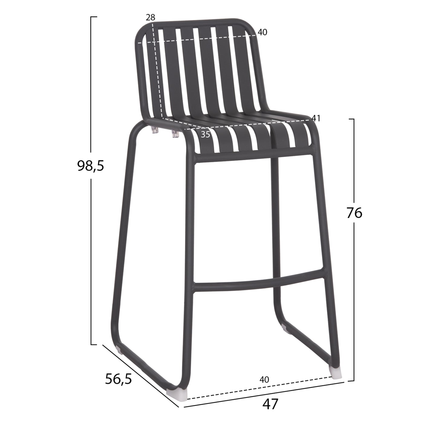 Bar Stool Aluminum Rachel Hm6341.01 Grey Color 47x56.5x98.5hcm.