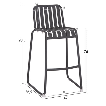 Bar Stool Aluminum Rachel Hm6341.01 Grey Color 47x56.5x98.5hcm.