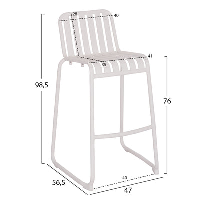 Bar Stool Aluminum Rachel Hm6341.02 White Color 47x56.5x98.5hcm.