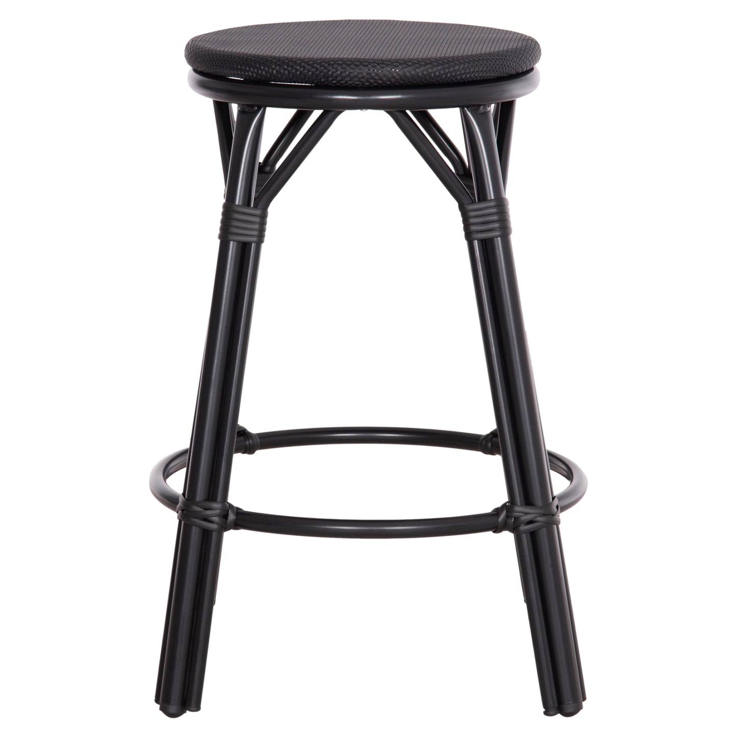 Aluminum Medium Height Bar Stool Chino Hm6286.02 Bamboo Look & Textilene In Black 43x43x65hcm.