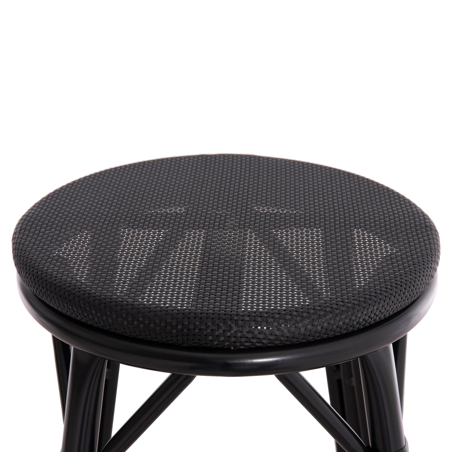 Aluminum Medium Height Bar Stool Chino Hm6286.02 Bamboo Look & Textilene In Black 43x43x65hcm.