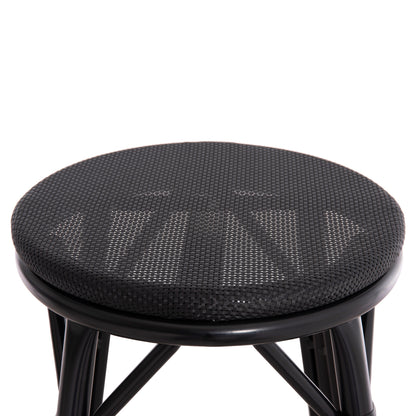 Aluminum Medium Height Bar Stool Chino Hm6286.02 Bamboo Look & Textilene In Black 43x43x65hcm.