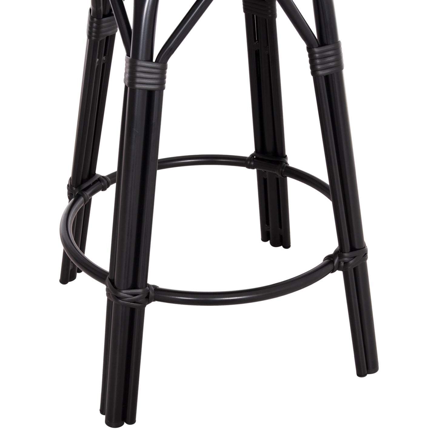Aluminum Medium Height Bar Stool Chino Hm6286.02 Bamboo Look & Textilene In Black 43x43x65hcm.