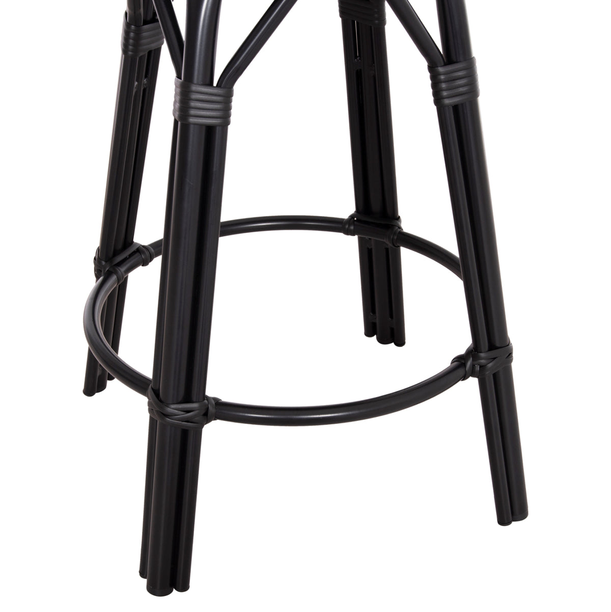 Aluminum Medium Height Bar Stool Chino Hm6286.02 Bamboo Look & Textilene In Black 43x43x65hcm.