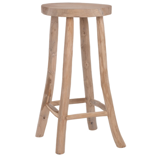 Bar Stool Kont Hm9338 Solid Teak Natural Φ34,5Χ71,5hcm.