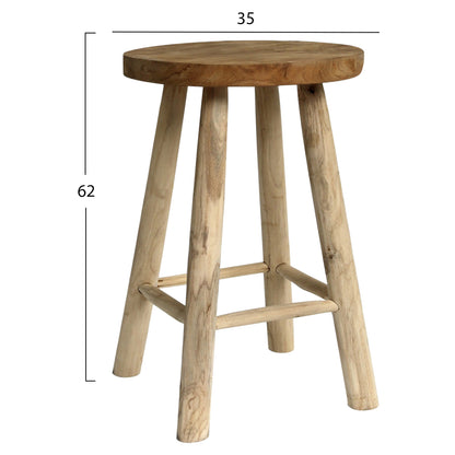 Stool Made Of Teak Wood Natural Φ35x62hcm.hm9479