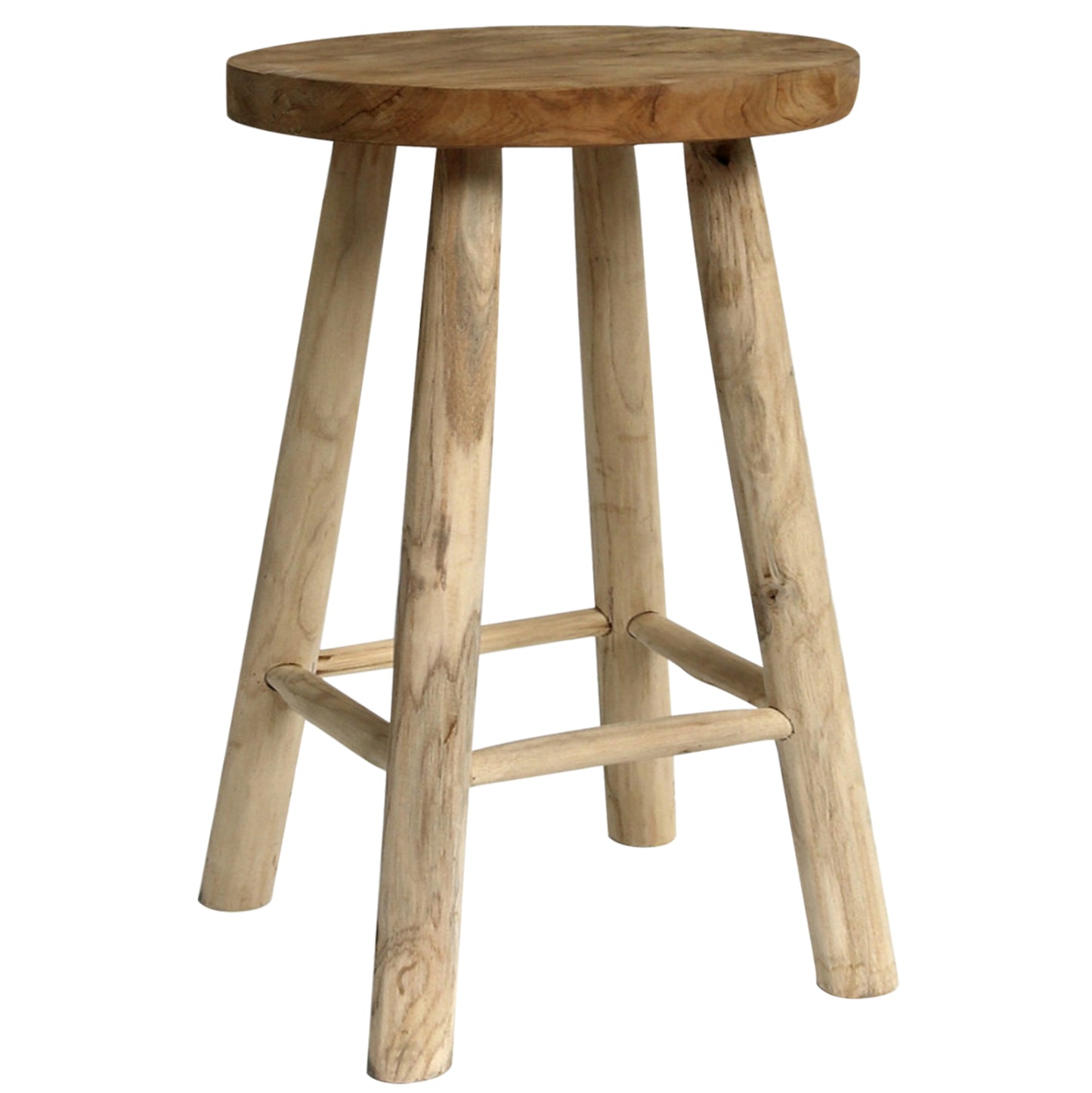 Stool Made Of Teak Wood Natural Φ35x62hcm.hm9479