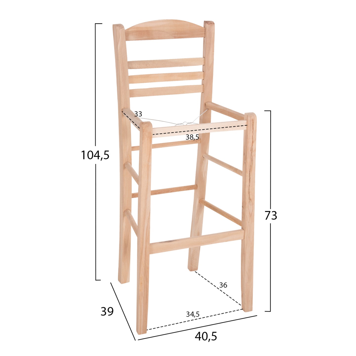 Bar Stool Gadiel Hm5587.02 Beech Wood Impregnated-unpainted 40,5x39x104.5hcm.frame Only